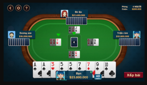 Giao diện mô phỏng bàn chơi game bài phỏm tá lả tại OK365