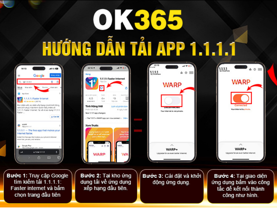 Khi tải app OK365 cũng cần cài đạt app 1.1.1.1