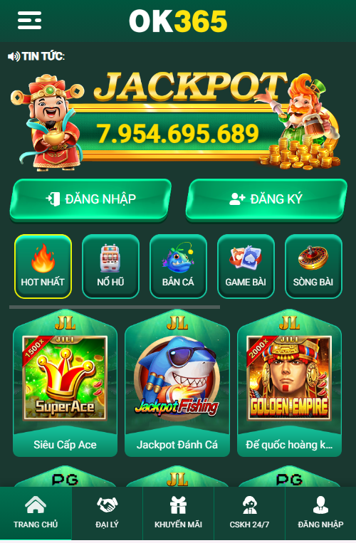 Giao diện chơi trên ứng dụng OK365